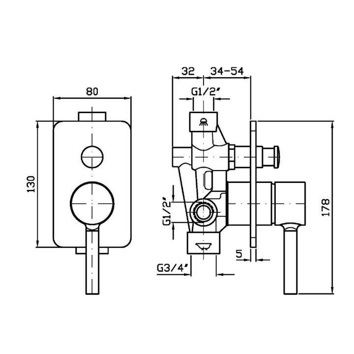 Bateria wannowo-natryskowa Zucchetti Pan, podtynkowa, 2 wyjścia wody, część zewnętrzna, biały mat gofrowany