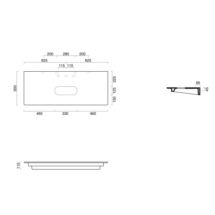Blat ceramiczny Catalano Horizon, 125x50cm, pod umywalkę, biały połysk