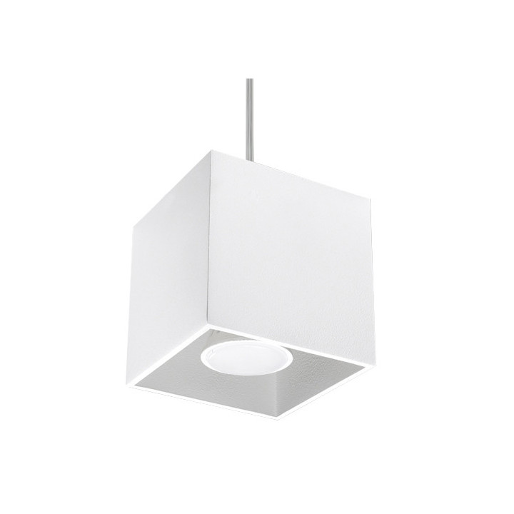 Lampa wisząca Sollux Ligthing Quad 1, 10cm, kwadratowa, GU10 1x40W, szara