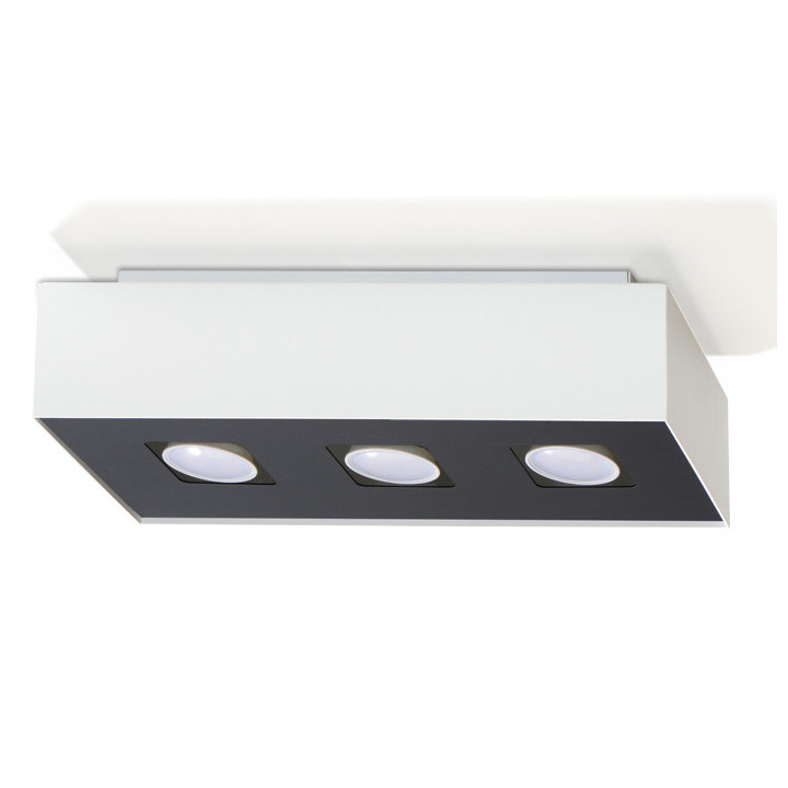 Plafon Sollux Ligthing Mono 2, 24x14cm, prostokątny GU10 2x40W, biały/czarny