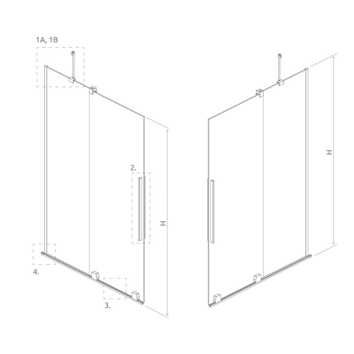 Parawan nawannowy Radaway Nes 8 Black PNJ I, prawy, szkło przejrzyste, 100x150cm, czarny profil