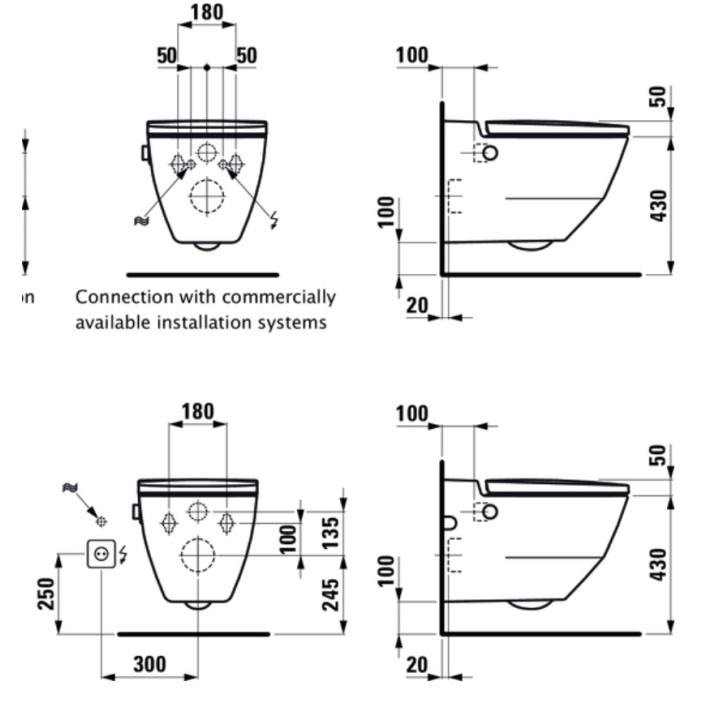 Toaleta myjąca Laufen Cleanet Riva, podwieszana, 60x35,5cm, bezrantowa, deska wolnoopadająca, biały 