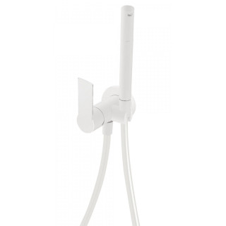 Podtynkowa bateria bidetowa Tres Loft Colors, jednouchwytowa, z wężem, biały mat