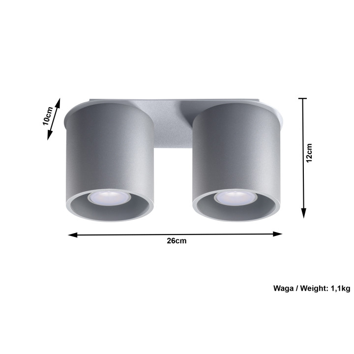Plafon podwójny Sollux Ligthing Orbis 2, 26cm, GU10 2x40W, czarny
