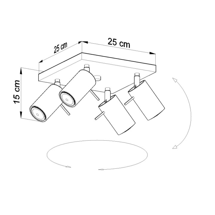 Plafon Sollux Ligthing Ring 3, 8x45cm, 3xGU10 LED 6W, szary