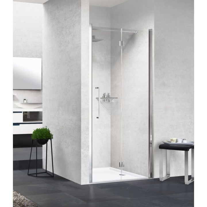 Drzwi prysznicowe Novellini Young 2.0 1BS, 94-98cm, prawe, składane, szkło przeźroczyste, profil chrom