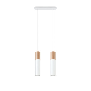 Lampa wisząca Sollux Ligthing Pablo, 8cm, GU10 1x40W, biały/naturalne drewno