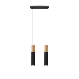 Lampa wisząca Sollux Ligthing Pablo 2, 6x34cm, GU10 2x40W, biały/naturalne drewno