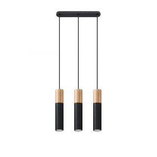 Lampa wisząca Sollux Ligthing Pablo 3, 6x40cm, GU10 3x40W, biały/naturalne drewno