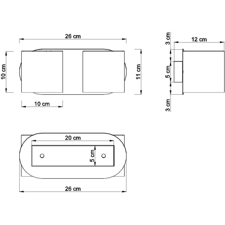 Kinkiet Sollux Ligthing Orbis 2, 28cm, podwójny, GU9 2x40W, czarny