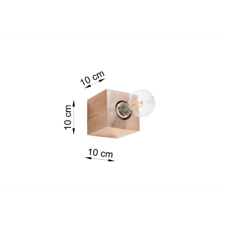 Plafon Sollux Ligthing Abel, 10cm, kwadratowy, E27 1x60W, naturalne drewno