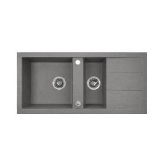 Zlewozmywak granitowy, 1,5 komory z ociekaczem, Laveo - szary