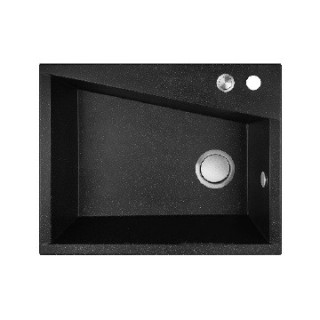 Zlewozmywak granitowy, 1 komora bez ociekacza, Laveo Grenada - czarny