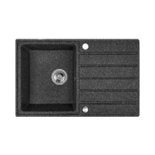 Zlewozmywak granitowy, 1 komora z ociekaczem, Laveo Margarita - czarny