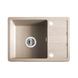 Zlewozmywak granitowy, 1 komora z półociekaczem, Laveo Stella - beżowy