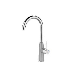 Bateria zlewozmywakowa stojąca z wylewką U, wylewka 167mm, Laveo Polla - szara/chrom