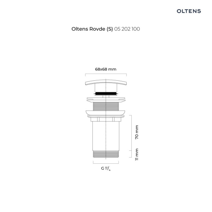 Korek klik-klak do umywalki Oltens Rovde, bez przelewu, chrom