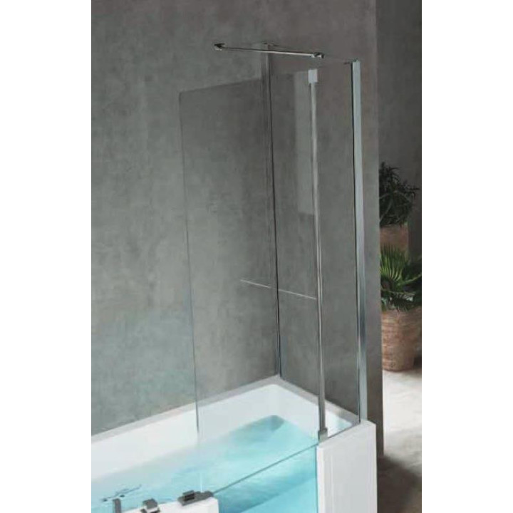 Parawan nawannowy Iris Comby 2 80x150 cm, wersja lewa, profil chrom, szkło przejrzyste mocowany do ściany (2 elementy) + Fixe 70