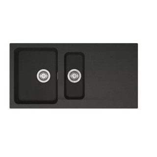 Zlewozmywak Franke Mythos MTG 651-100 z Fragranitu do zabudowy, półtorakomorowy, onyx, komora z lewej strony