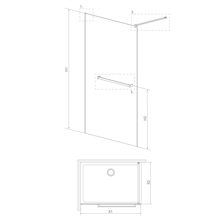 Ścianka Walk-In Radaway Modo New II 130, 128.5-129.5x200cm, chrom, szkło przejrzyste- sanitbuy.pl