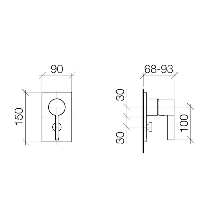 Bateria natryskowa Dornbracht IMO, podtynkowa, dwa wyjścia wody, chrom