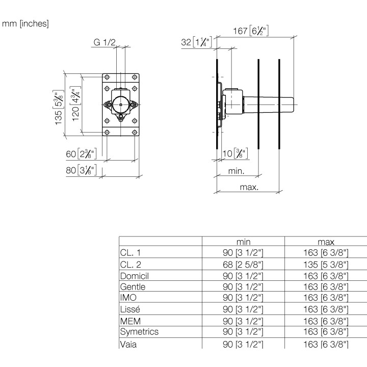 Element podtynkowy Dornbracht, dla przyłącza kątowego, G 1/2"