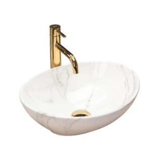 Umywalka nablatowa REA Rea Sofia Aiax Marmur, bez przelewu, bez otworu na baterię - imitacja kamienia