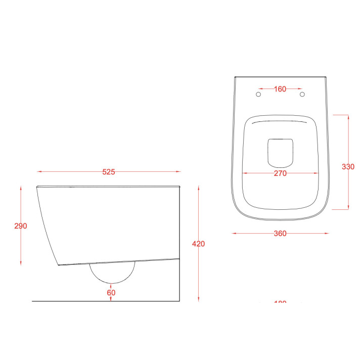 Miska wisząca Artceram A16, 52,5x36cm, bezrantowa, grey olive