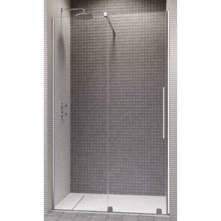 Drzwi przesuwne walk-in Radaway Furo Gold, lewe, ze ścianką, 160x200cm, szkło przejrzyste, profil złoty