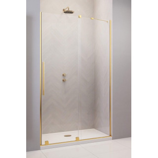 Drzwi przesuwne walk-in Radaway Furo Gold, lewe, ze ścianką, 160x200cm, szkło przejrzyste, profil złoty