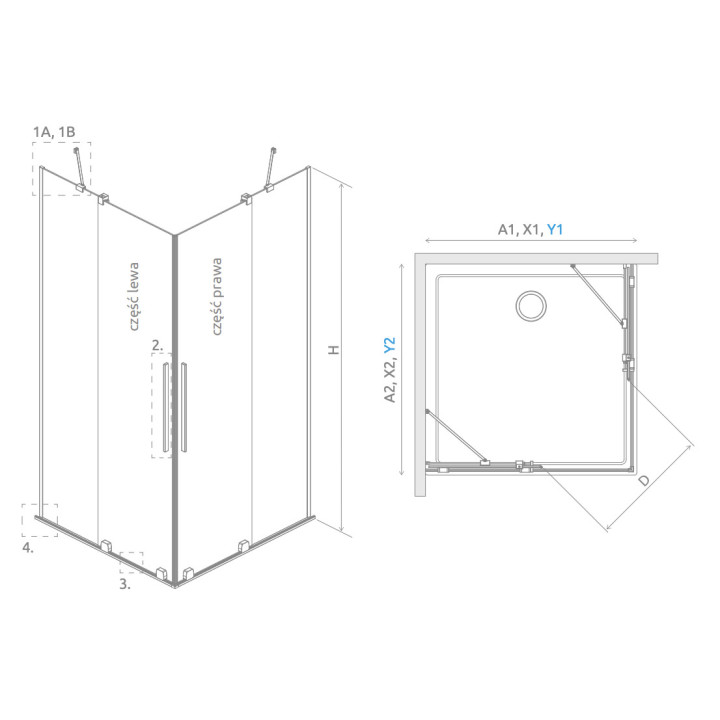 Drzwi prysznicowe lewe Radaway Arta KDD B 80, 800x2000mm, składane, profil chrom