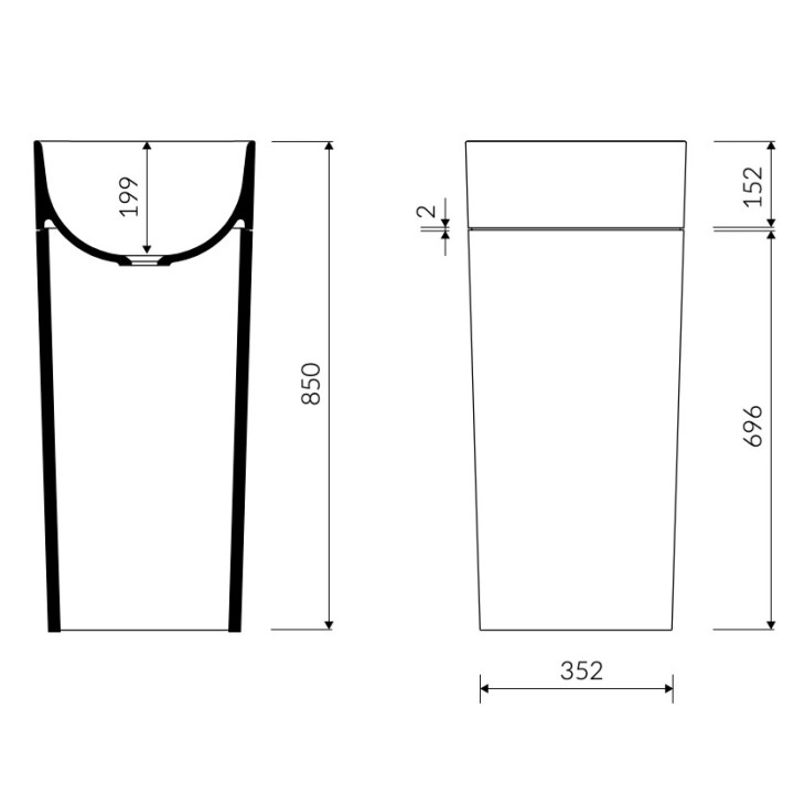 Umywalka nablatowa/meblowa Marmorin Ceto 90, 90x55cm, biały połysk