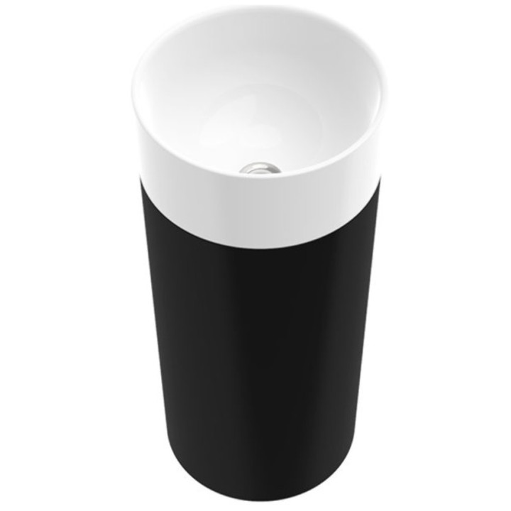 Umywalka wolnostojąca Marmorin Duo S z białym postumentem, 38x38cm, bez przelewu, biały połysk