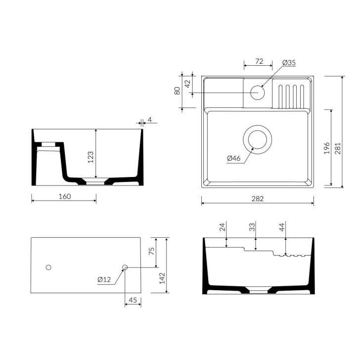 Umywalka wolnostojąca Marmorin Spot S, 46cm, bez przelewu, biały połysk