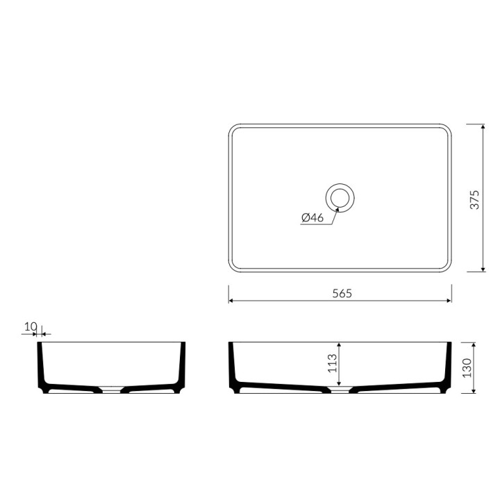 Umywalka nablatowa/wisząca Marmorin Tantium II, 50x40cm, przelew zintegrowany, biały połysk