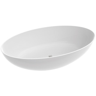 Wanna wolnostojąca Marmorin Balta z czarnym panelem, 155x74cm, bez przelewu, biały połysk