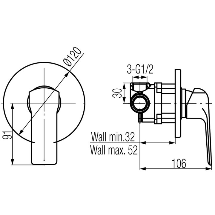 Bateria natryskowa Valvex Aurora, natynkowa, jednouchwytowa, chrom