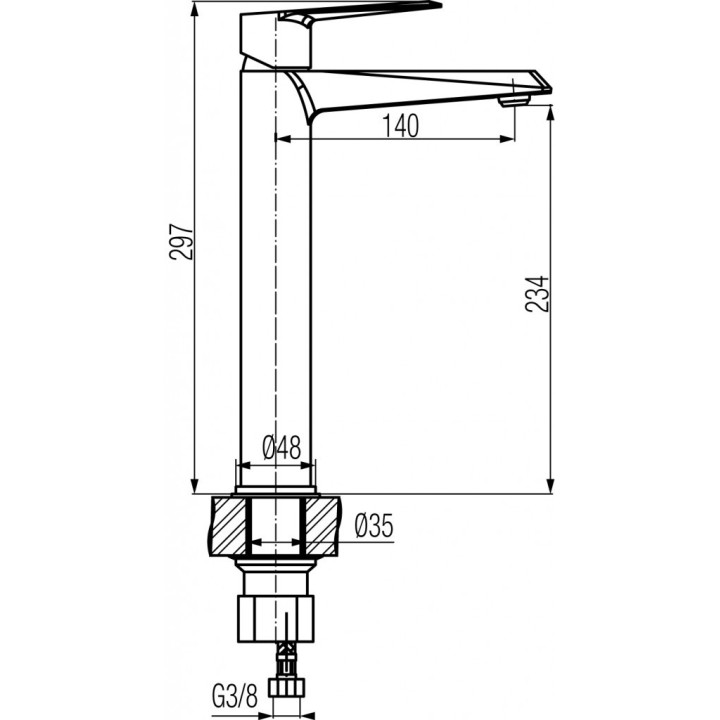 Bateria umywalkowa Valvex Quasar, stojąca, wysokość 183mm, korek automatyczny, chrom