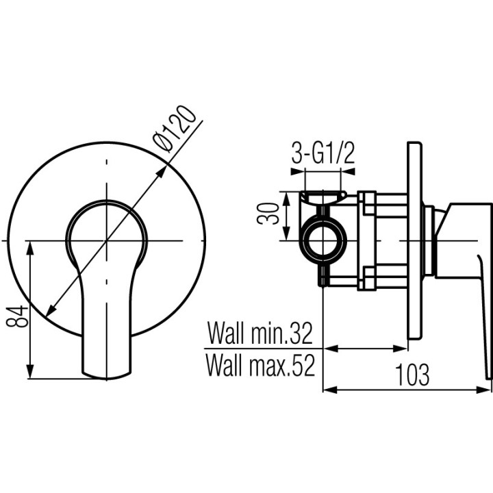 Bateria natryskowa Valvex Quasar, podtynkowa, jednouchwytowa, chrom