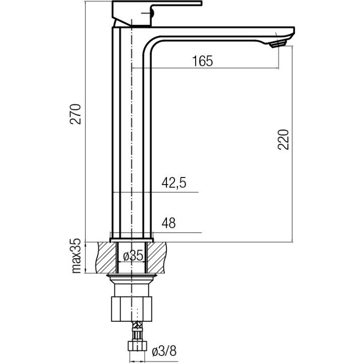Bateria umywalkowa Valvex Loft, stojąca, wysokość 143mm, wylewka 112mm, korek click-clack, chrom