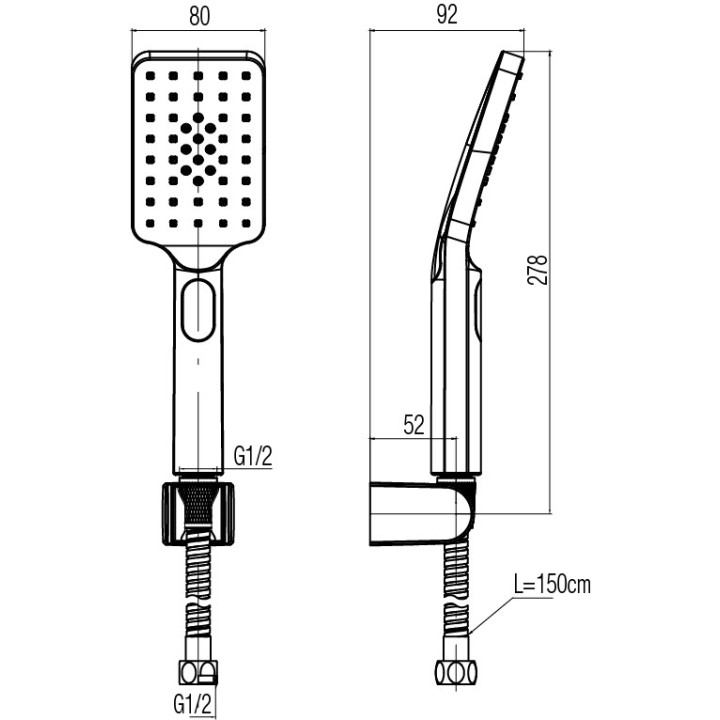 Zestaw natryskowy Valvex Loft Gold, słuchawka 3-funkcyjna z wężem i uchwytem, złoty
