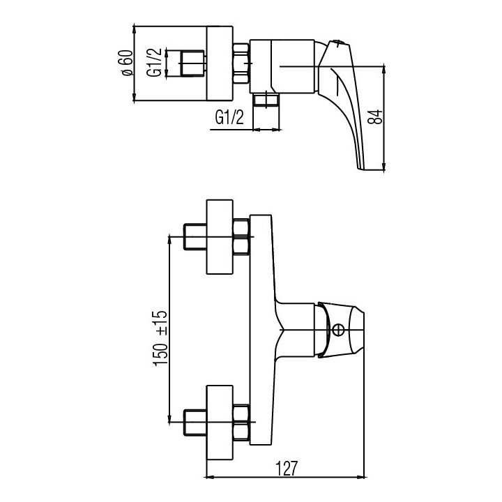 Bateria natryskowa Valvex Tube, natynkowa, jednouchwytowa, chrom