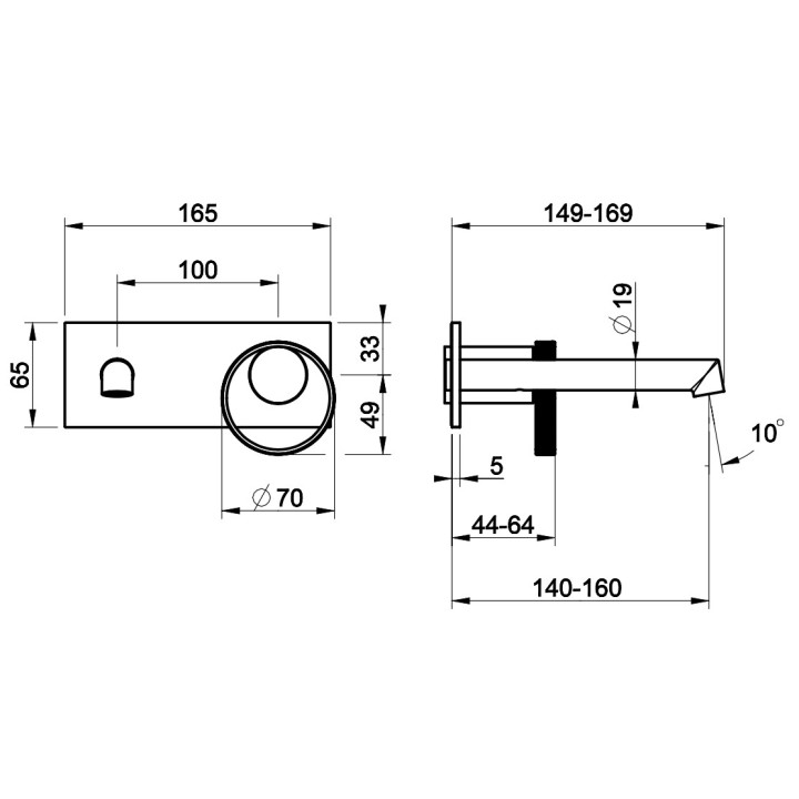 Bateria umywalkowa Gessi Anello, podtynkowa, krótka wylewka, chrom
