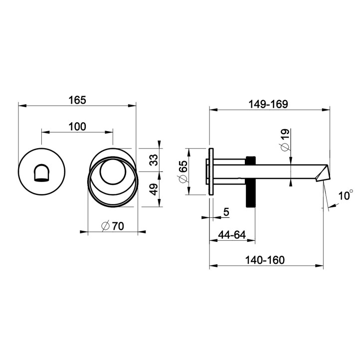 Bateria umywalkowa Gessi Anello, podtynkowa, krótka wylewka, chrom