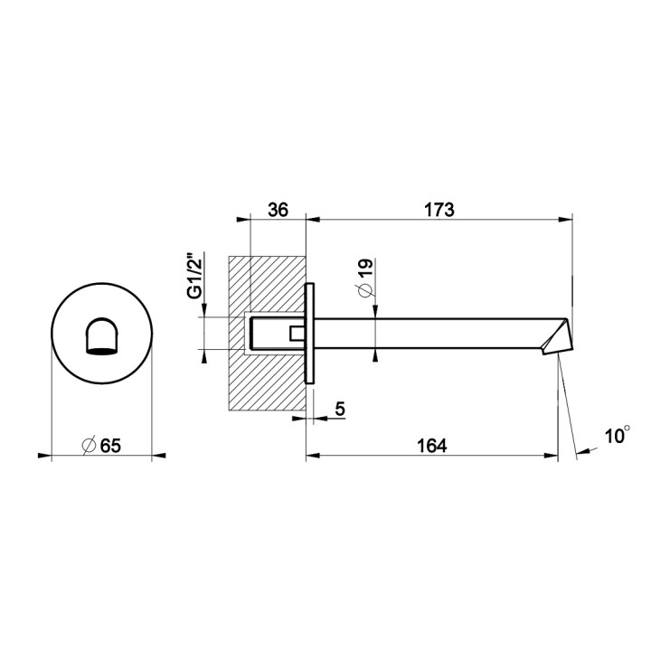 Wylewka umywalkowa Gessi Anello, stojąca, wysokość 162mm, zasięg 144mm, chrom