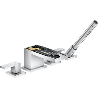 Bateria wannowa 4-otworowa Axor MyEdition, stojąca, 2 wyjścia wody, zestaw natryskowy, bez płytki, chrom