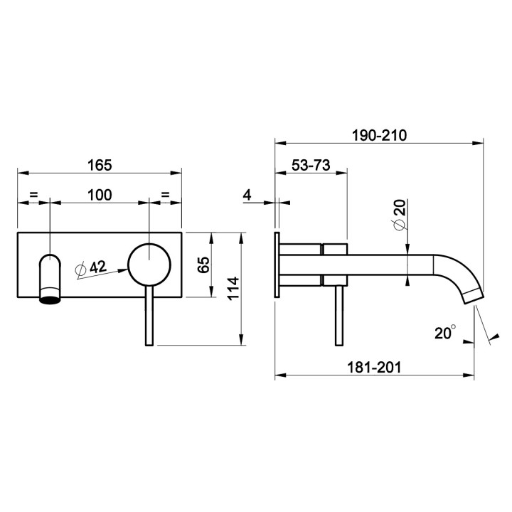 Bateria umywalkowa Gessi Flessa, podtynkowa, krótka wylewka, stal szczotkowana