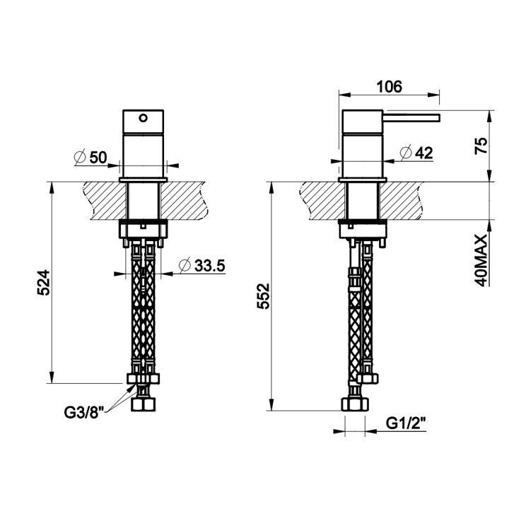 Mieszacz umywalkowy Gessi Ingranaggio, stojący, chrom