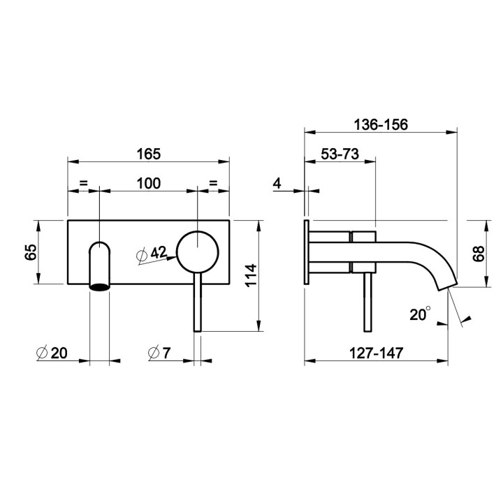Bateria umywalkowa Gessi Meccanica, podtynkowa, krótka wylewka, stal szczotkowana