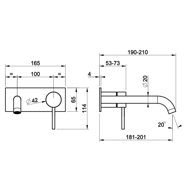 Bateria umywalkowa Gessi Cessello, podtynkowa, krótka wylewka, stal szczotkowana